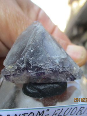 Purple Fantom Fluorite mineral new, double crystallization, size 3 cm
