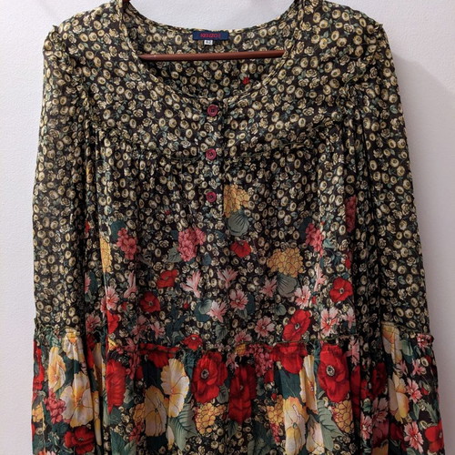 Kenzo blouse used with vintage floral pattern and bell sleeves