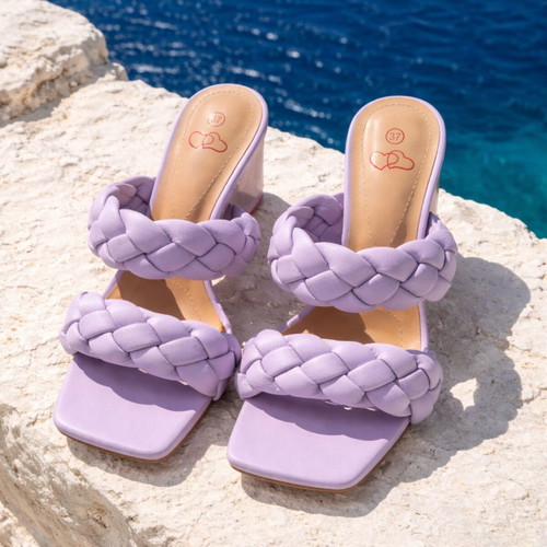 Block heel mules lavender color size 37 like new