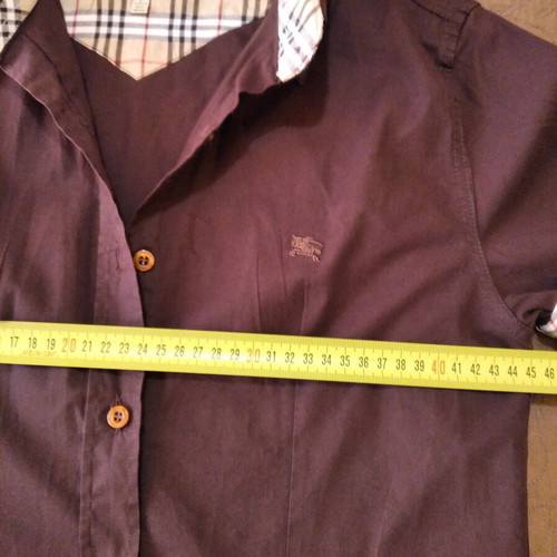 Burberry women's summer shirt, brown, Nova Check detail