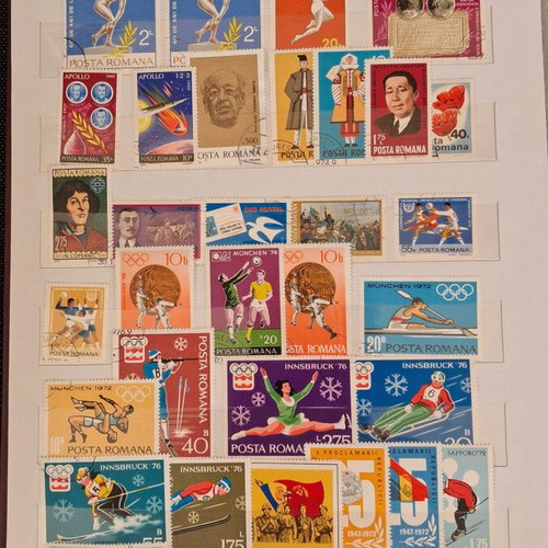 Stamp album used with 10 pages of foreign stamps 1960-1990