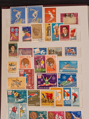 Stamp album used with 10 pages of foreign stamps 1960-1990