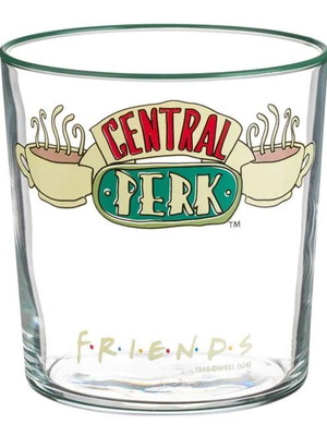 Set of 6 Friends Central Perk short glass water cups with green rim