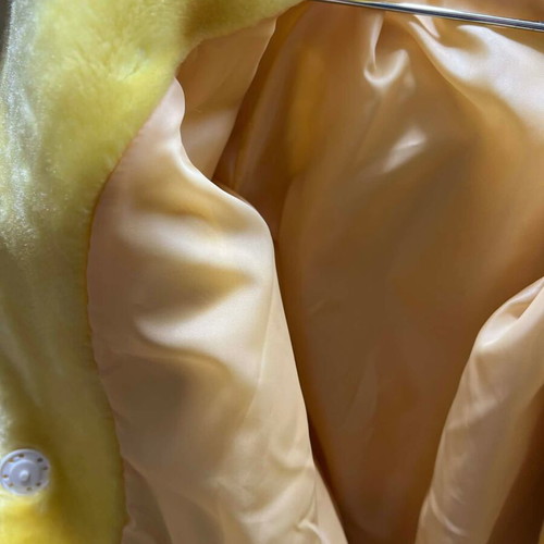 Yellow faux fur coat new, statement jacket