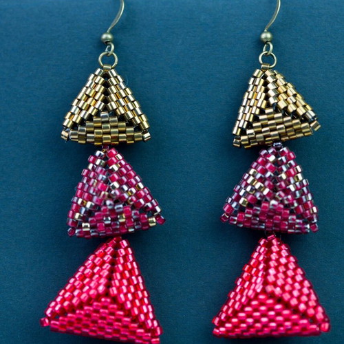 Necklace and earrings set custom made in red and gold