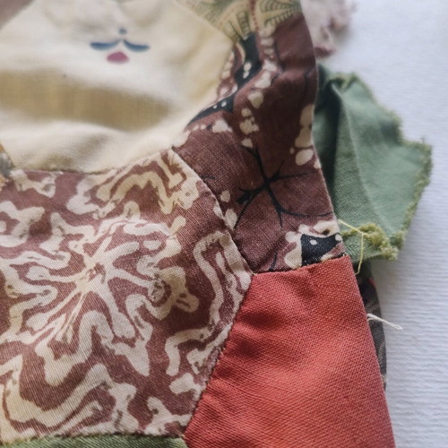 Patchwork cushion covers used, hand sewn vintage, set of 2