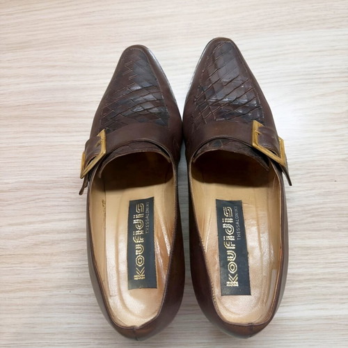 Vintage Koufidis leather pumps used, brown, narrow fit, size 37