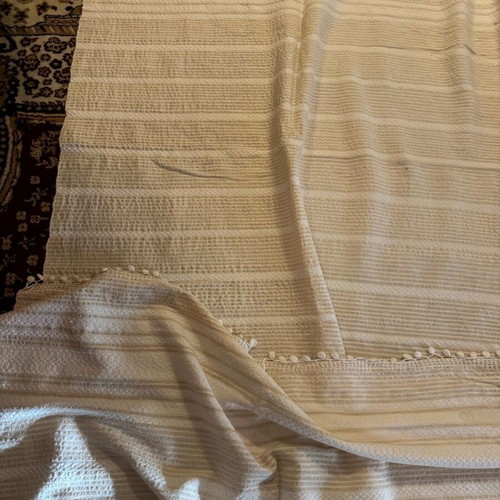 Wool woven with knitted lace like new