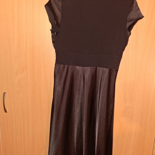 Asymmetric black shiny Oltre dress like new with deep neckline