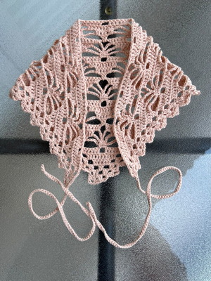 Handmade crochet bandana beige new, 100% cotton