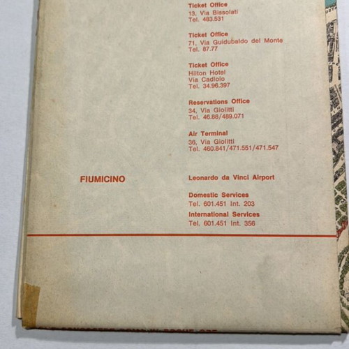 Historical Rome tourist map 1960 used, Italian language