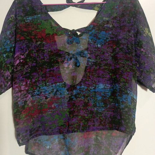 Vintage sheer top with bows, like new, multicolor, M-L