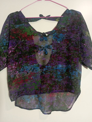 Vintage sheer top with bows, like new, multicolor, M-L
