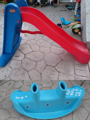 LittleTikes slide and plastic seesaw set used for small children