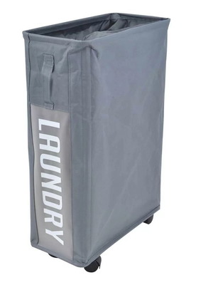Laundry basket fabric new, grey, foldable 40L with wheels