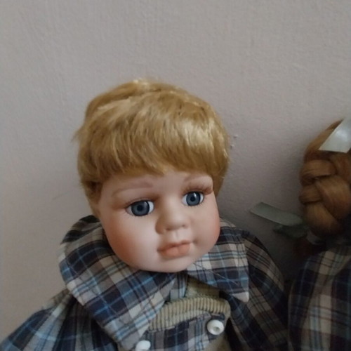 Vintage German porcelain twin dolls like new