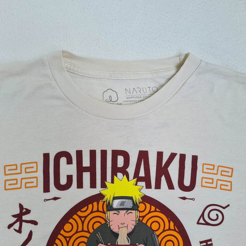 Naruto Ichiraku Ramen men's anime manga t-shirt size L like new, beige