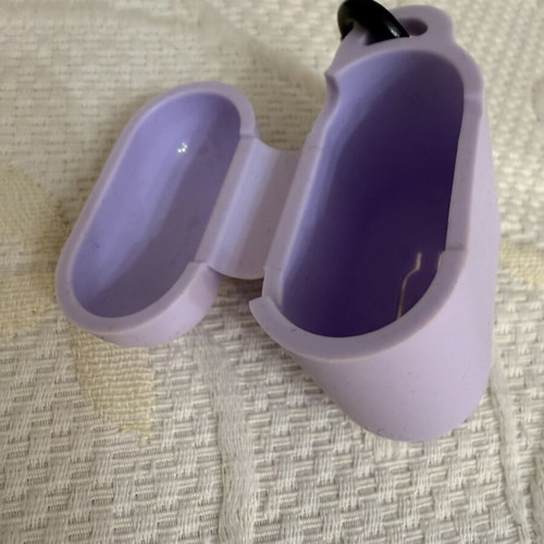 Silicone Case for Apple AirPods Purple with Metal Hook New