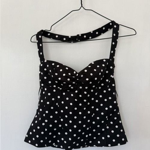 Zara Polka Dot Top New, Size S, Black and White