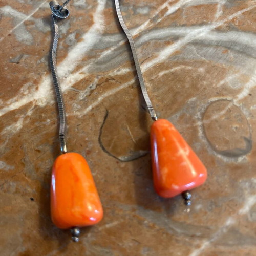 Coral earrings used, very good condition
