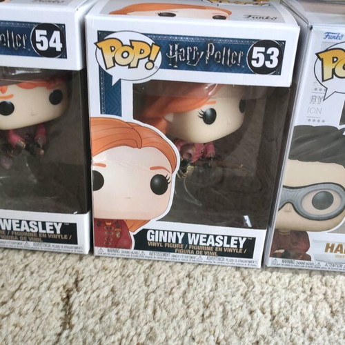 Harry Potter Funko Pop Set Ginny Weasley Ron Weasley Riding Broom like new