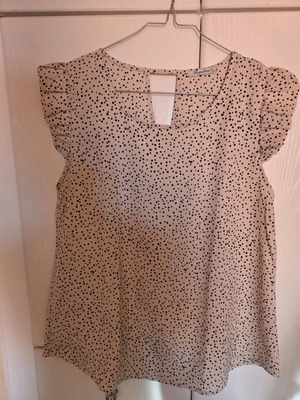 Regalinas Beige Polka Dot Blouse one size, like new