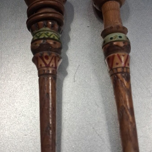 Long wooden cigarette holders handmade with painted decoration, like new