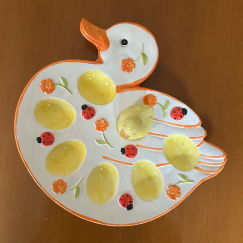 Easter duck egg holder used with duck salt shaker