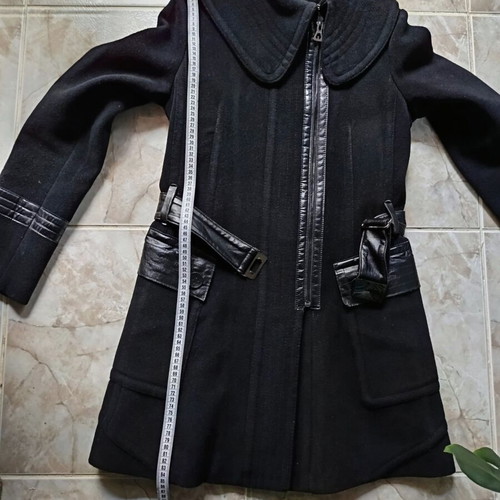 RUDSAK wool coat with genuine leather, like new, women's M