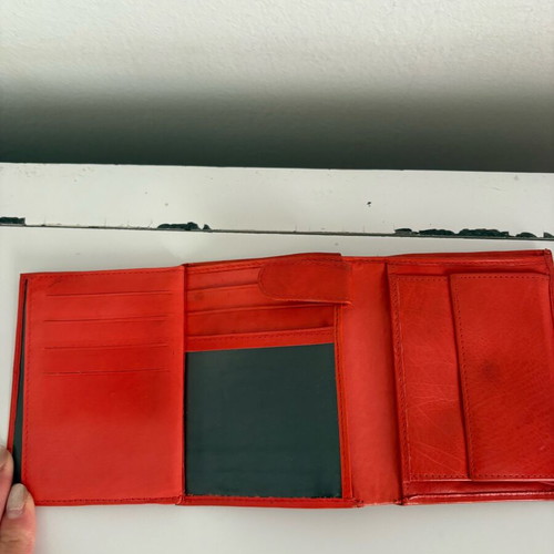 Leather wallet used, red