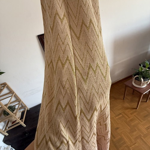 Maxi dress gold fabric with glitter size S new