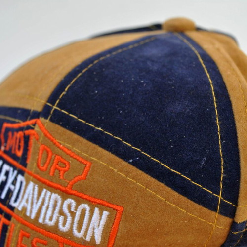 Harley-Davidson Vintage Suede Cap Brown Blue One Size