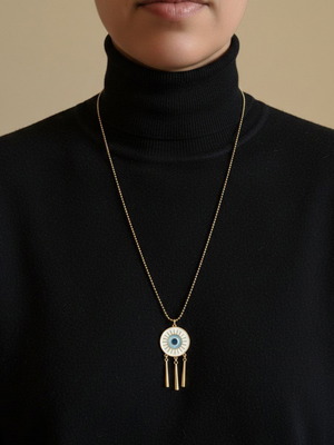 Evil eye pendant necklace Boho style in gold, like new
