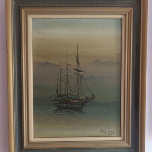 Vagiannis painting used, 55x45 cm wooden frame