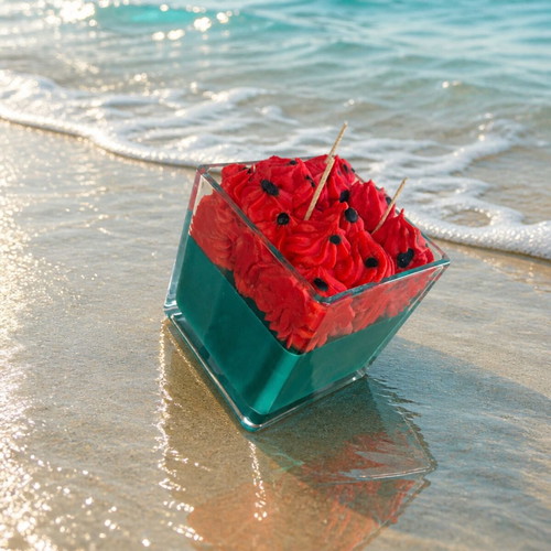 Glass jar with watermelon scented soy wax 1 kg