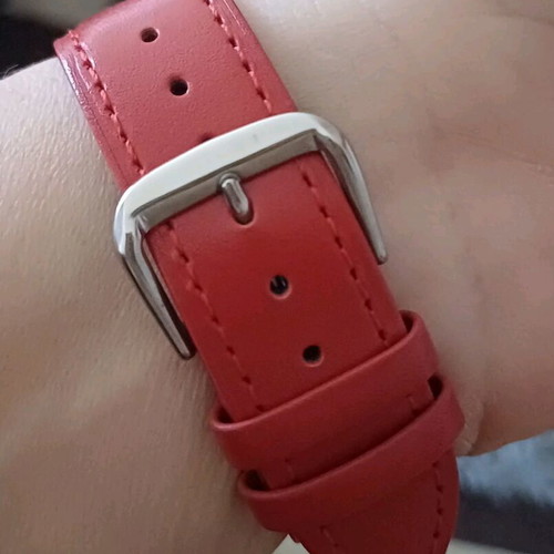 Loisir women's watch like new with red leather strap and rhinestones
