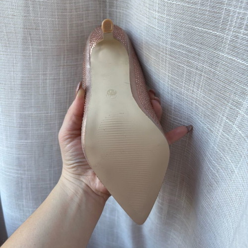 Heels with rhinestones new, pink gold size 36