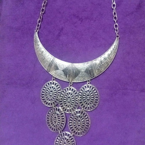 Boho Statement Necklace in Silver Tone like new