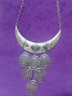Boho Statement Necklace in Silver Tone like new