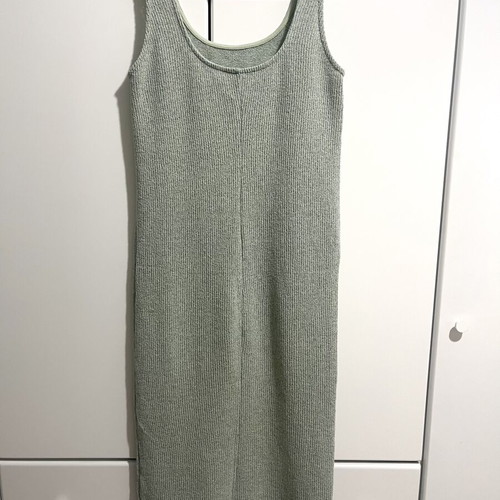 Zara midi ribbed dress used, mint color, size M