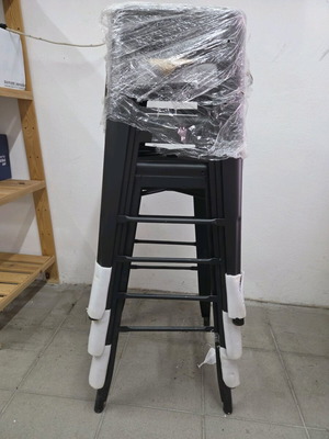 Σκαμπώ bar μεταλλικά μαύρα ματ, σαν καινούργια, σετ 4 τεμαχίων