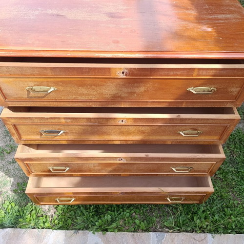 Vintage wooden dresser with 4 drawers used, 1970s