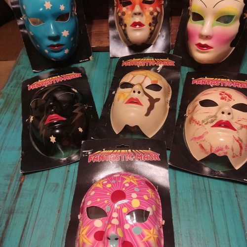 Vintage masks unused, set of 7 futuristic