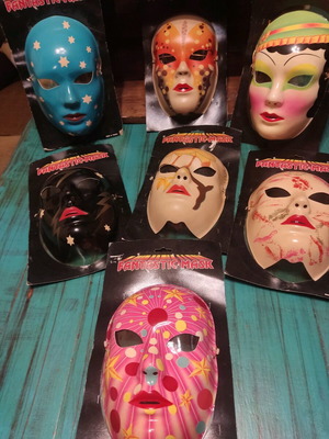Vintage masks unused, set of 7 futuristic