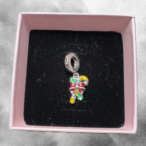 Festive Candy Cane Charm like new, multicolor and silver