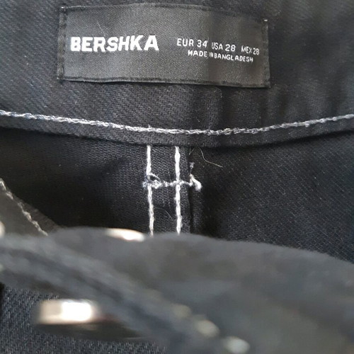 Bershka cargo black jeans with contrast stitching like new, size XS