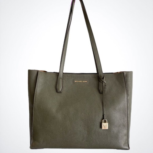 Michael Michael Kors Mercer leather tote bag like new, shoulder, olive