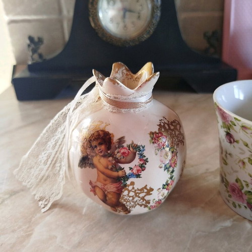 Vintage style pomegranate bibelot angel used