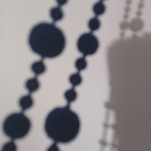 Long necklace with velvet beads new, electric blue