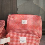 Makeup Bags Set of 3 Quilted Red Gingham Grid New
